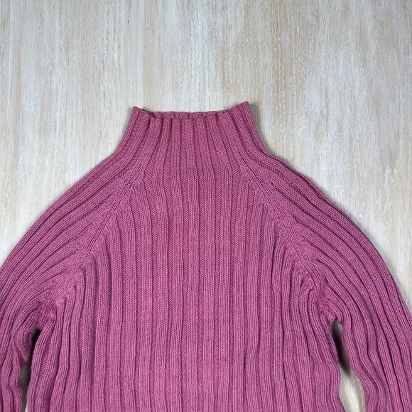 VTG Herman Geist Pink Mock Neck Ribbed Knit Slim Fit Casual Pullover Sweater LG - Picture 2 of 14